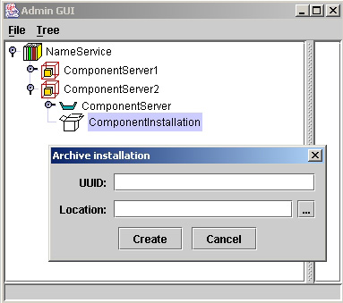 Install an archive on a ComponentInstallation